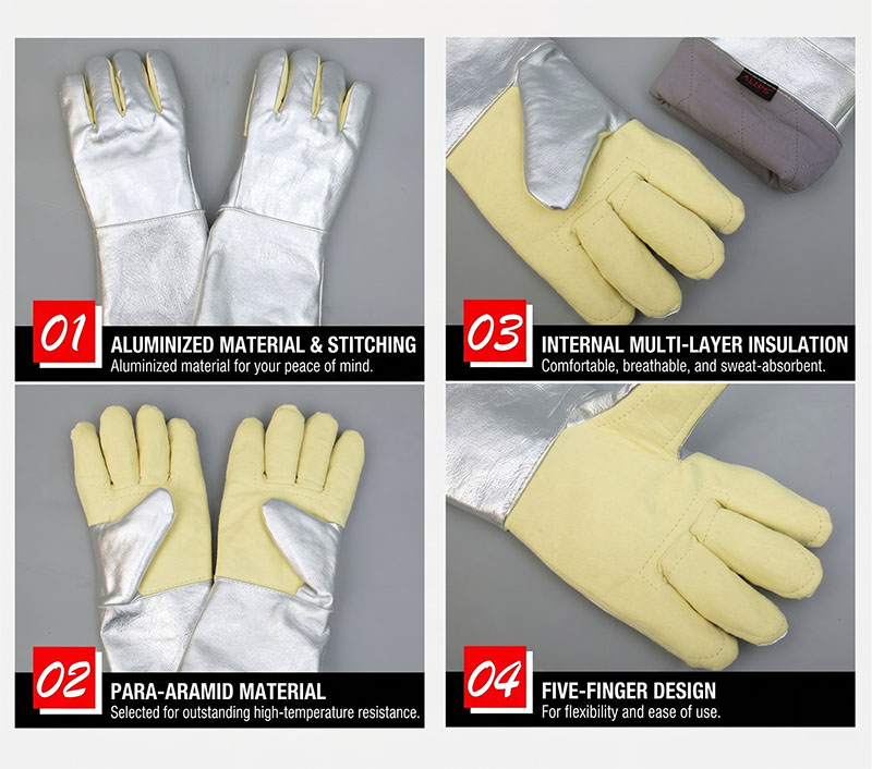 Aluminized gloves detail